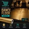 InfinityX Brushed Gold Film roll beside a brushed gold monogram dance floor wrap at an event